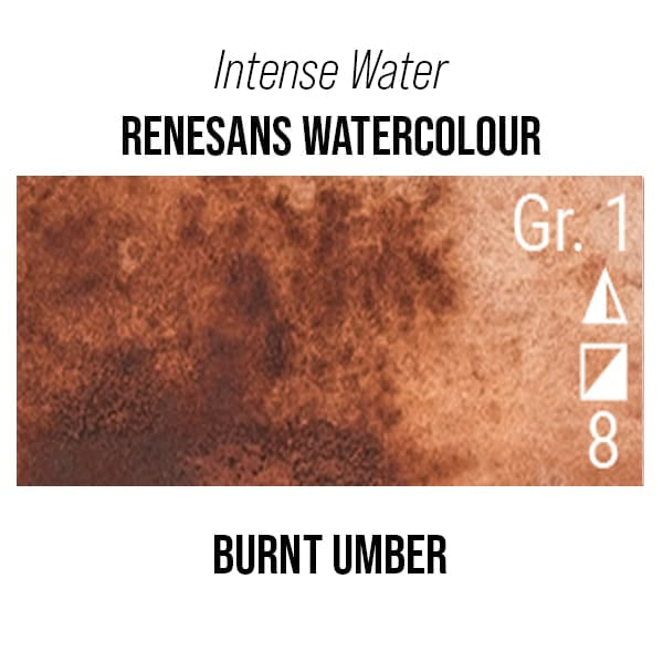 Renesans Watercolour Tube Burnt Umber - 59 Renesans - Intense Water - Extra-Fine Artists' Watercolours - 15mL Tubes - Series 1