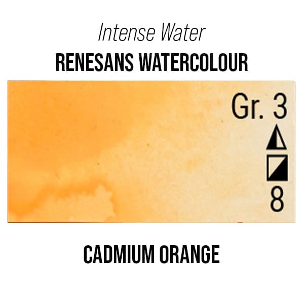 Renesans Watercolour Tube Cadmium Orange - 14 Renesans - Intense Water - Extra-Fine Artists' Watercolours - 15mL Tubes - Series 3