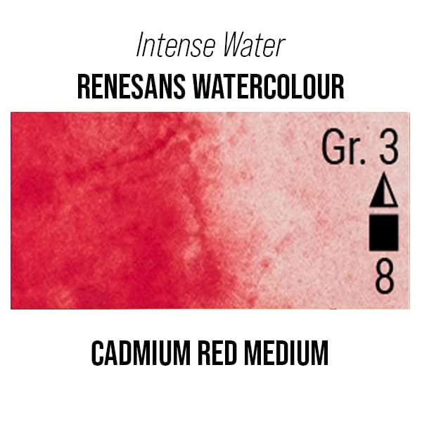 Renesans Watercolour Tube Cadmium Red Medium - 19 Renesans - Intense Water - Extra-Fine Artists' Watercolours - 15mL Tubes - Series 3