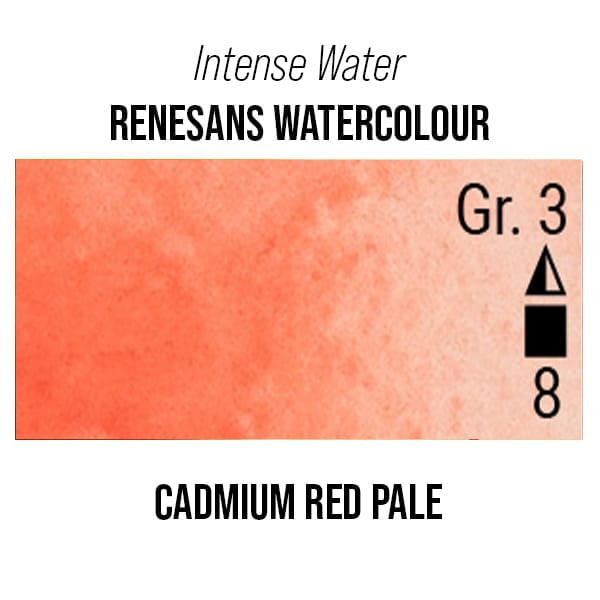 Renesans Watercolour Tube Cadmium Red Pale - 17 Renesans - Intense Water - Extra-Fine Artists' Watercolours - 15mL Tubes - Series 3