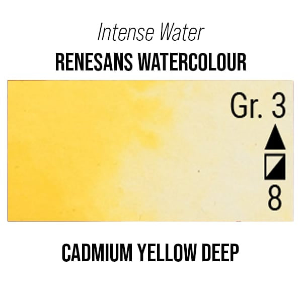 Renesans Watercolour Tube Cadmium Yellow Deep - 13 Renesans - Intense Water - Extra-Fine Artists' Watercolours - 15mL Tubes - Series 3