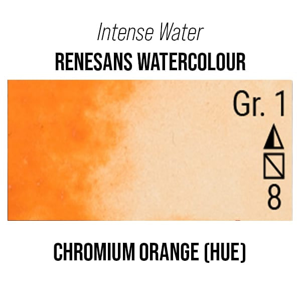 Renesans Watercolour Tube Chromium Orange (hue) - 16 Renesans - Intense Water - Extra-Fine Artists' Watercolours - 15mL Tubes - Series 1