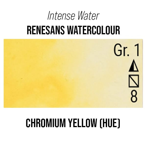 Renesans Watercolour Tube Chromium Yellow (hue) - 8 Renesans - Intense Water - Extra-Fine Artists' Watercolours - 15mL Tubes - Series 1