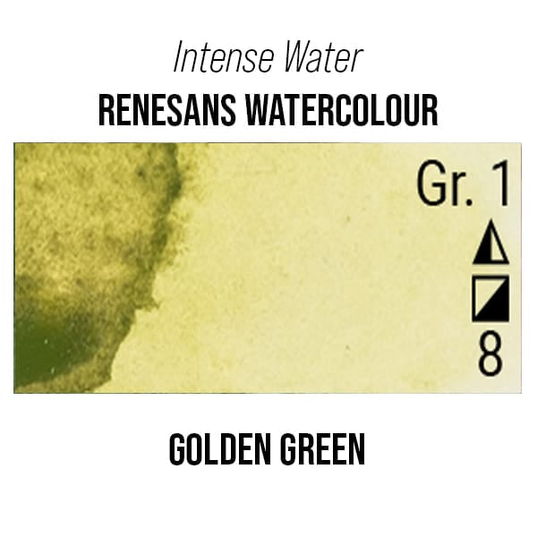 Renesans Watercolour Tube Golden Green - 48 Renesans - Intense Water - Extra-Fine Artists' Watercolours - 15mL Tubes - Series 1