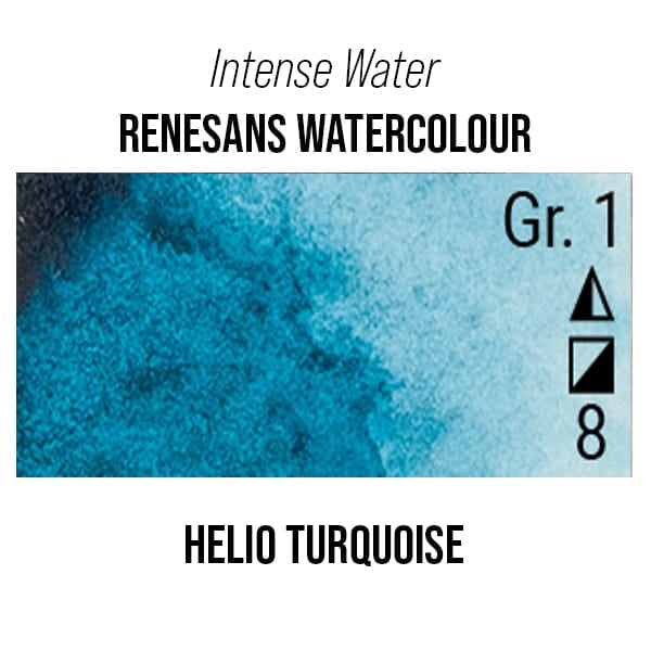 Renesans Watercolour Tube Helio Turquoise - 38 Renesans - Intense Water - Extra-Fine Artists' Watercolours - 15mL Tubes - Series 1
