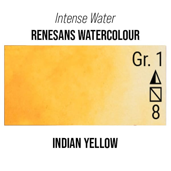 Renesans Watercolour Tube Indian Yellow - 15 Renesans - Intense Water - Extra-Fine Artists' Watercolours - 15mL Tubes - Series 1