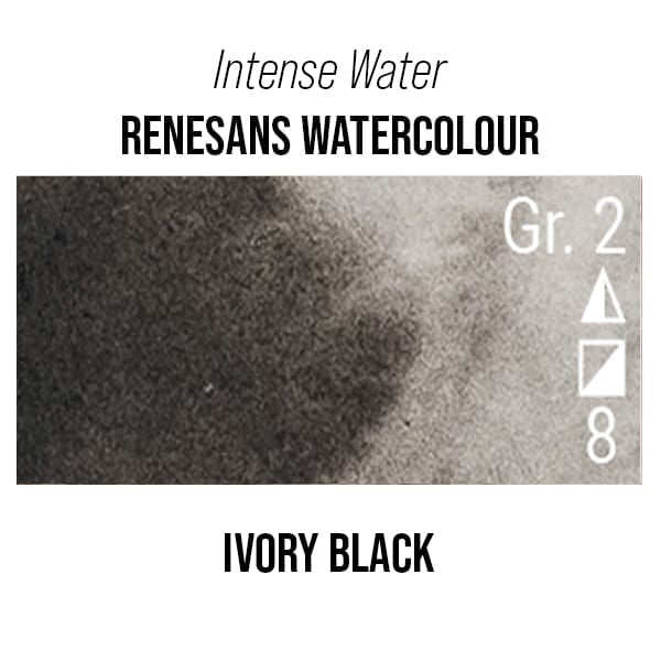 Renesans Watercolour Tube Ivory Black - 68 Renesans - Intense Water - Extra-Fine Artists' Watercolours - 15mL Tubes - Series 2