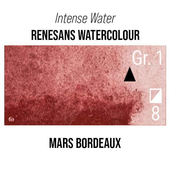 Renesans Watercolour Tube Mars Bordeaux - 55 Renesans - Intense Water - Extra-Fine Artists' Watercolours - 15mL Tubes - Series 1
