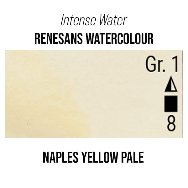 Renesans Watercolour Tube Naples Yellow Pale - 3 Renesans - Intense Water - Extra-Fine Artists' Watercolours - 15mL Tubes - Series 1