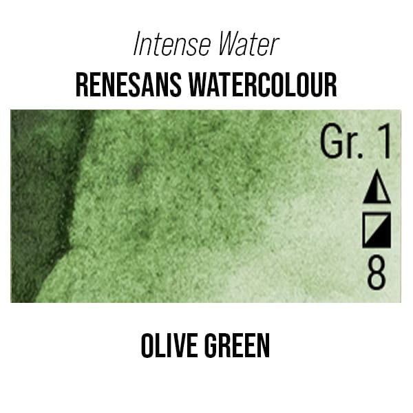 Renesans Watercolour Tube Olive Green  - 45 Renesans - Intense Water - Extra-Fine Artists' Watercolours - 15mL Tubes - Series 1