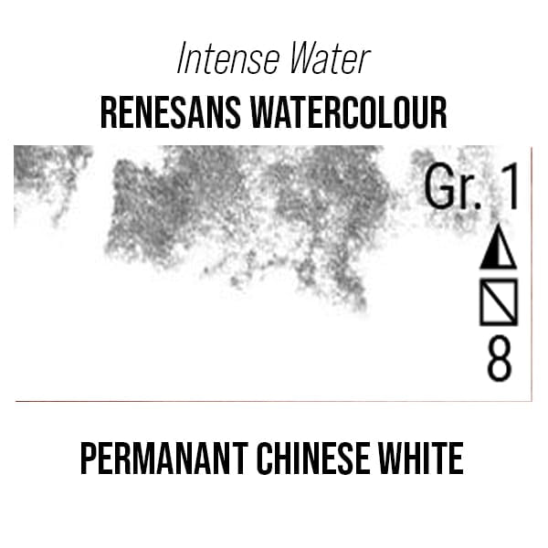 Renesans Watercolour Tube Permanent Chinese White - 2 Renesans - Intense Water - Extra-Fine Artists' Watercolours - 15mL Tubes - Series 1
