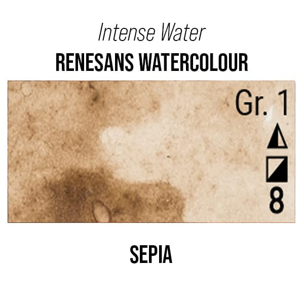 Renesans Watercolour Tube Sepia - 62 Renesans - Intense Water - Extra-Fine Artists' Watercolours - 15mL Tubes - Series 1