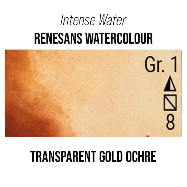 Renesans Watercolour Tube Transparent Gold Ochre - 12 Renesans - Intense Water - Extra-Fine Artists' Watercolours - 15mL Tubes - Series 1