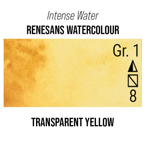 Renesans Watercolour Tube Transparent Yellow - 11 Renesans - Intense Water - Extra-Fine Artists' Watercolours - 15mL Tubes - Series 1