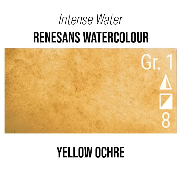 Renesans Watercolour Tube Yellow Ochre - 50 Renesans - Intense Water - Extra-Fine Artists' Watercolours - 15mL Tubes - Series 1