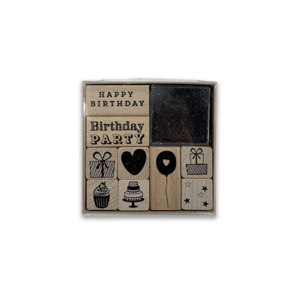 Rico Design Rubber Stamps Paper Poetry - Rubber Stamp Set - "Happy Birthday" - 10 Pieces