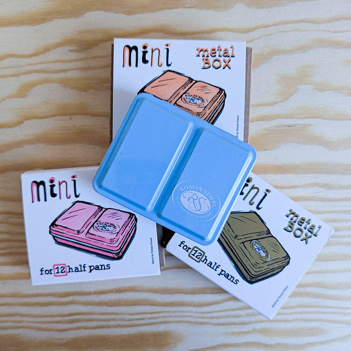 Roman Szmal Palette - Metal Roman Szmal - Mini Metal Box - Half Pan Travel Palettes - 12 Spaces