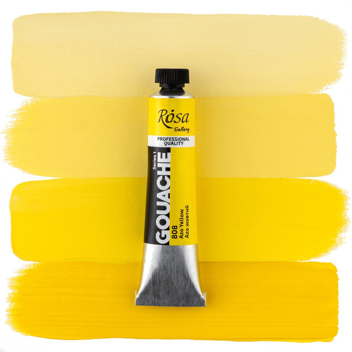 ROSA Fine Art Materials Designer Gouache Azo Yellow - 808 ROSA Gallery - Professional Gouache - 20mL Tubes - Series 1