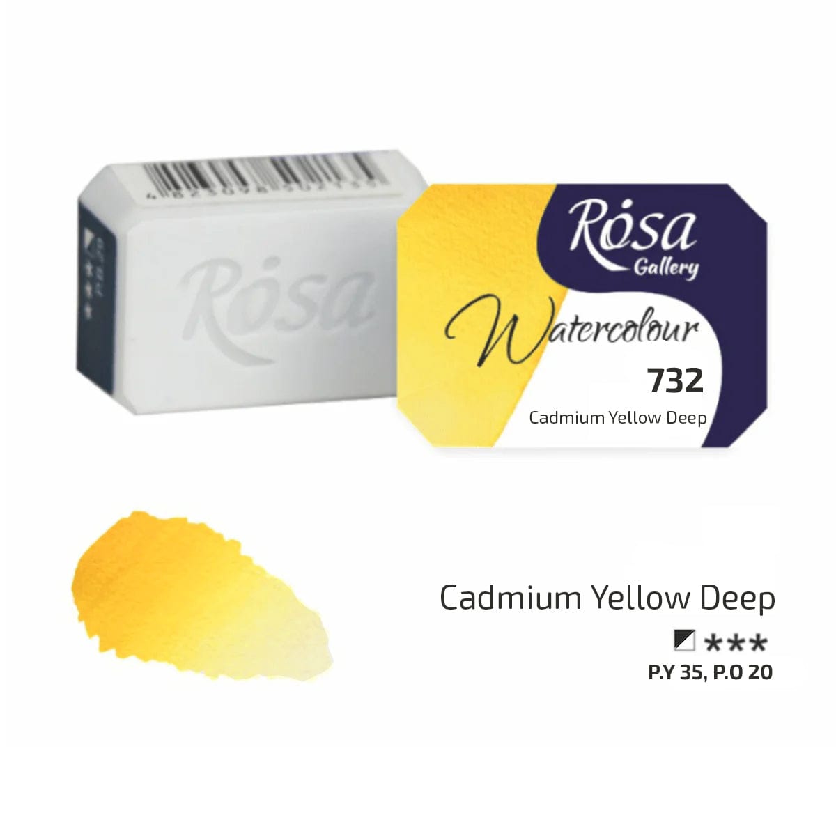 ROSA Fine Art Materials Watercolour Pan Cadmium Yellow Deep ROSA Gallery - Professional Watercolours - Individual 2.5mL Pans