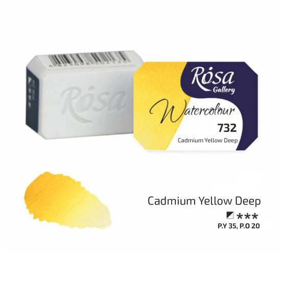 ROSA Fine Art Materials Watercolour Pan Cadmium Yellow Deep ROSA Gallery - Professional Watercolours - Individual 2.5mL Pans