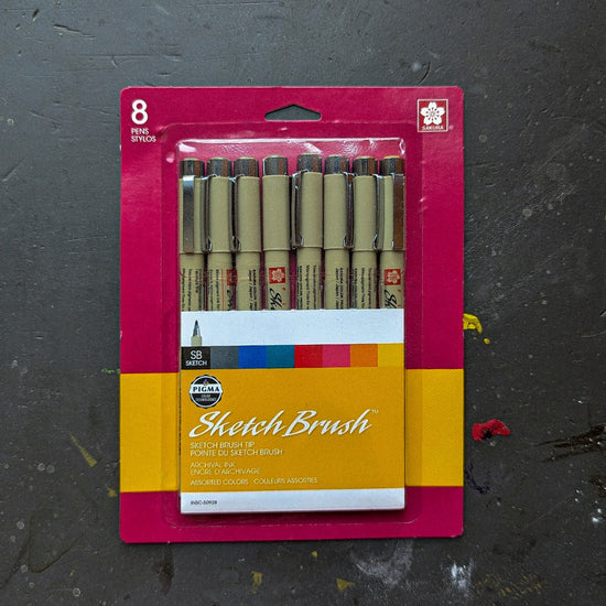 Sakura Brush Pen Set Sakura - Pigma Sketch Brush Pens - Set of 8 Colours