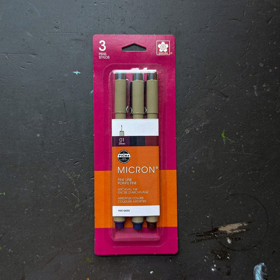 Sakura Pigment Liner Set Sakura - Pigma Micron Fineliner Pens - Set of 3 Colours - Size 01 Nibs