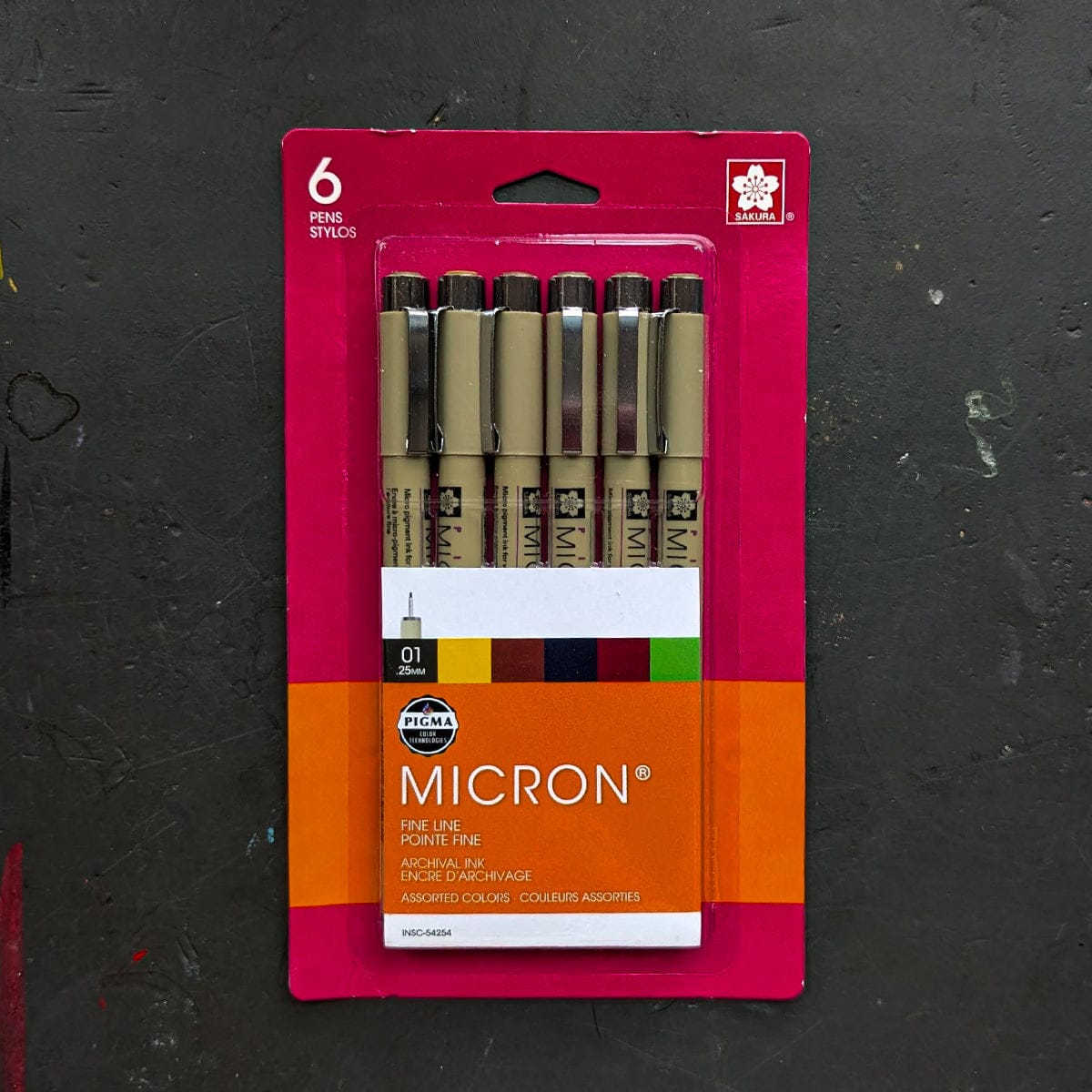 Sakura Pigment Liner Set Sakura - Pigma Micron Fineliner Pens - Set of 6 Colours - Size 01 Nibs