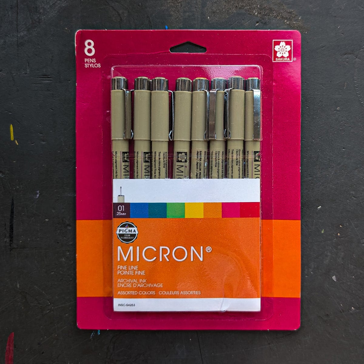 Sakura Pigment Liner Set Sakura - Pigma Micron Fineliner Pens - Set of 8 Colours - Size 01 Nibs