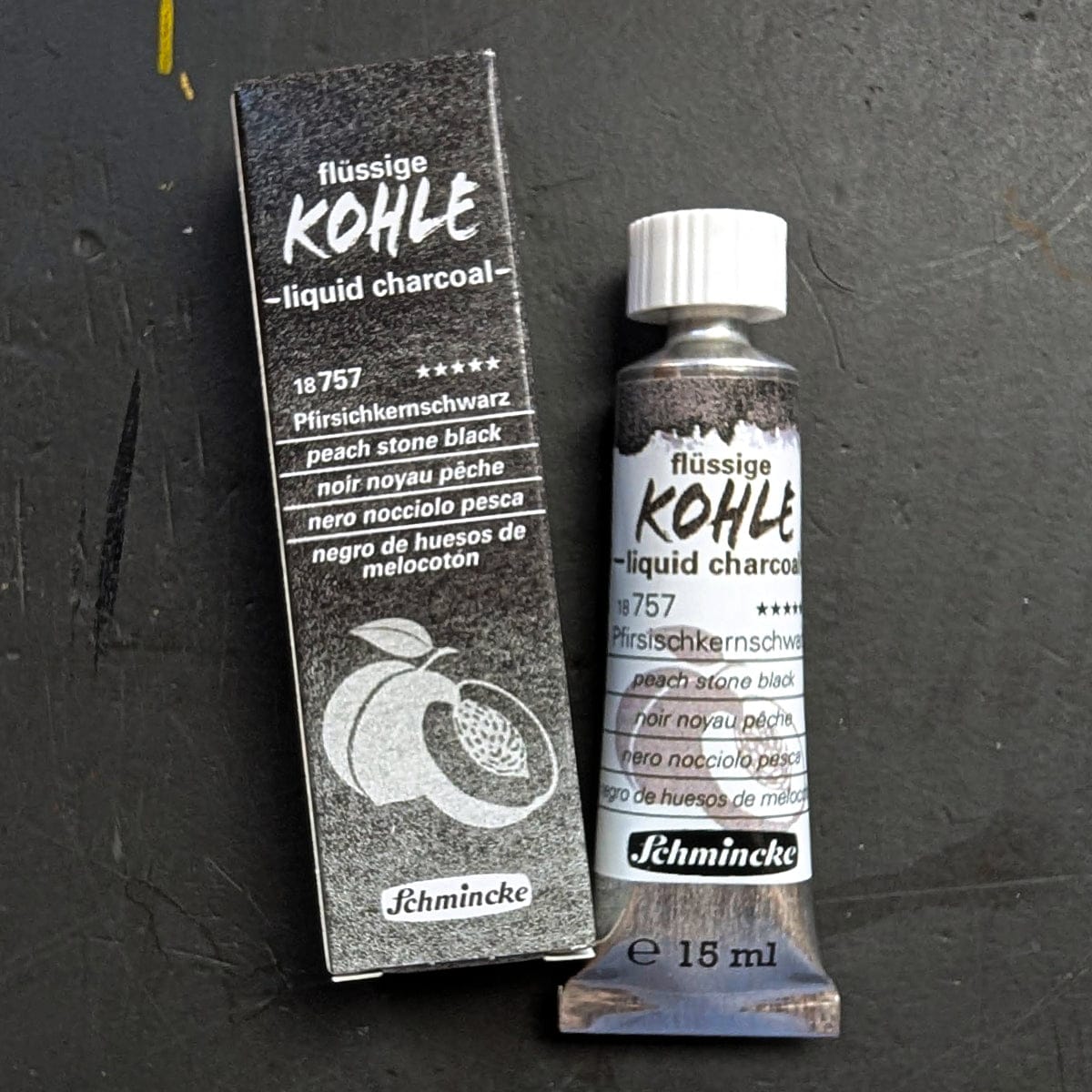 Schmincke Liquid Charcoal Peach Stone Black Schmincke - Liquid Charcoal - 15mL Tubes