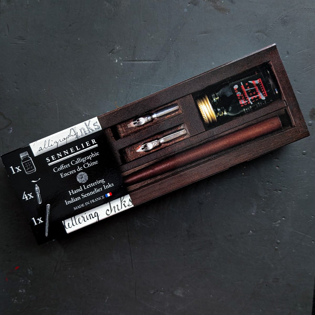 Sennelier Calligraphy Set Sennelier - Calligraphy Ink - Wooden Box Set