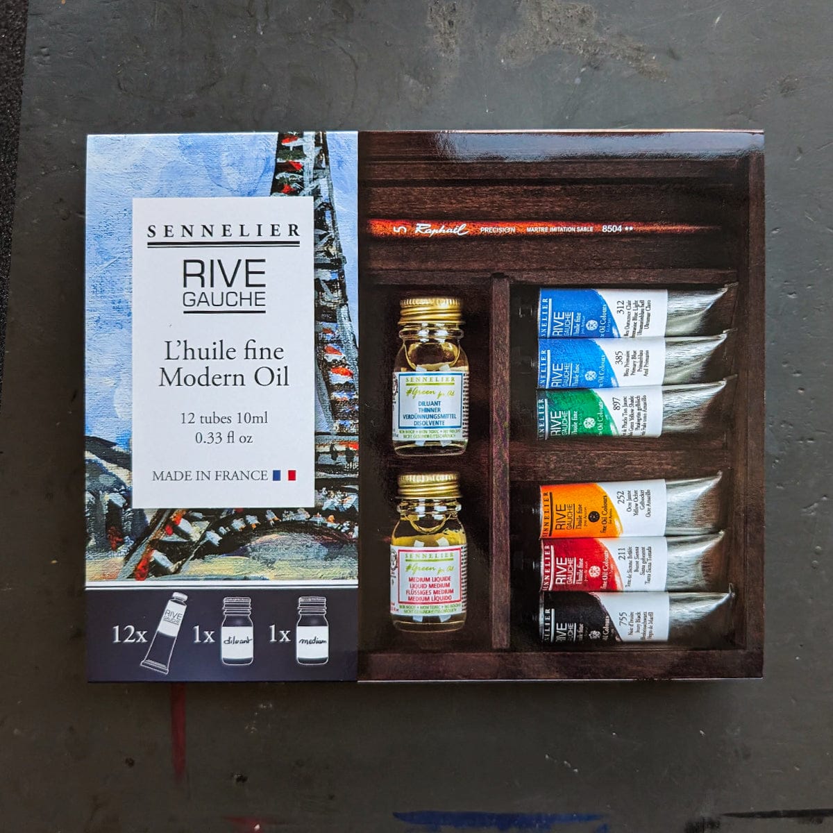 Sennelier Oil Colour Set Sennelier - Rive Gauche - Fine Oil Colour - Wooden Box Set - 12 Tubes