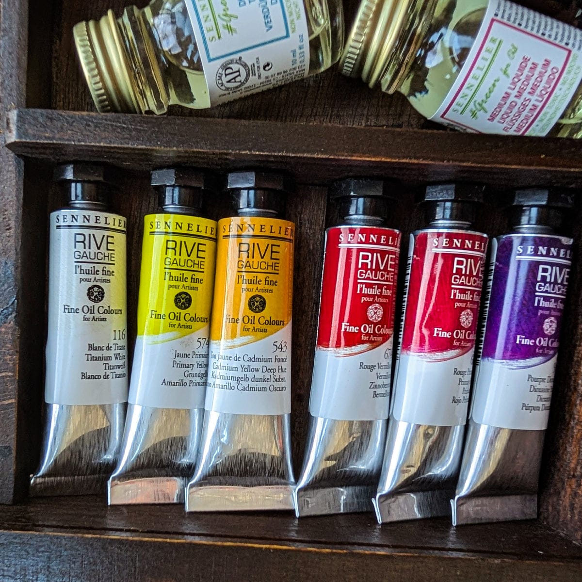 Sennelier Oil Colour Set Sennelier - Rive Gauche - Fine Oil Colour - Wooden Box Set - 12 Tubes