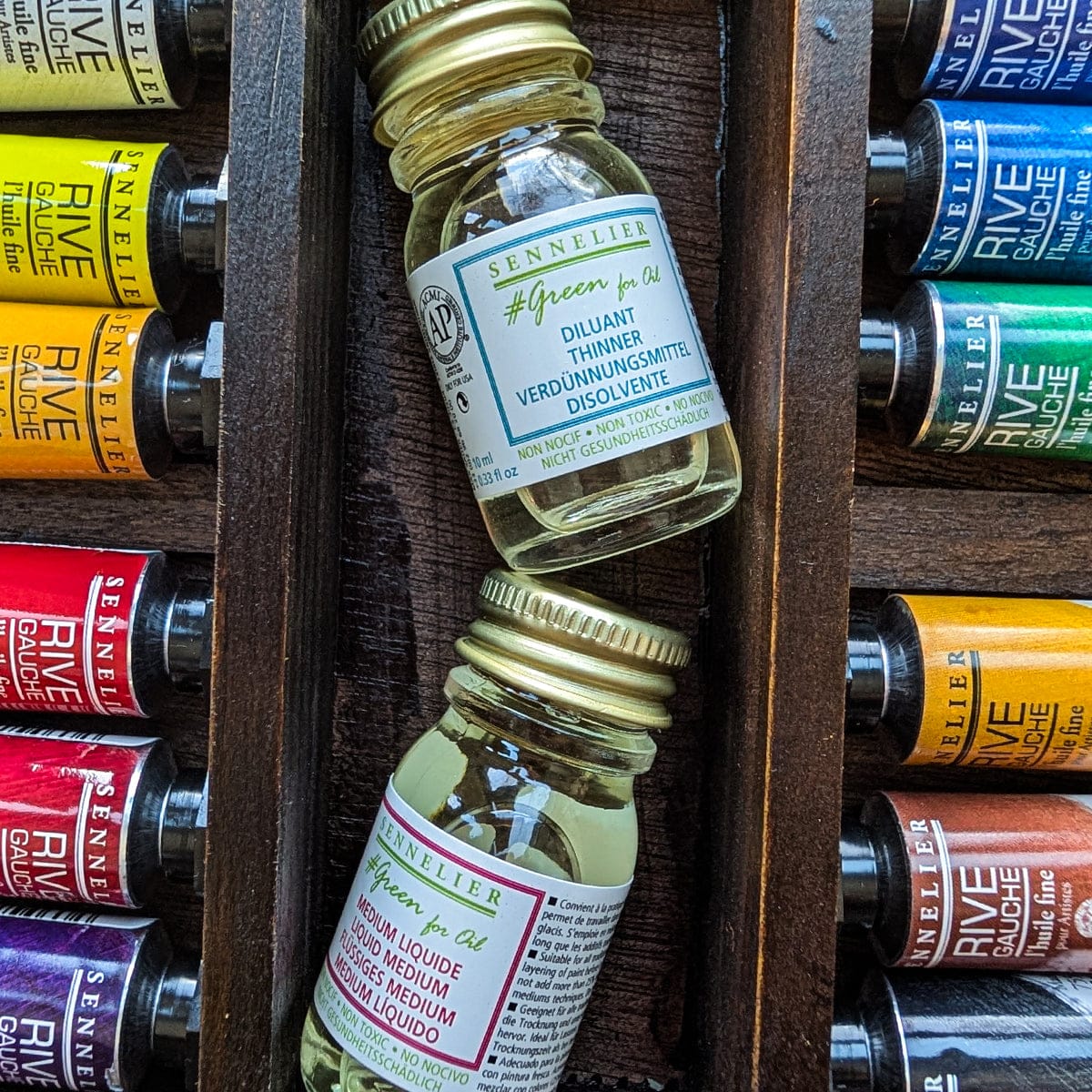 Sennelier Oil Colour Set Sennelier - Rive Gauche - Fine Oil Colour - Wooden Box Set - 12 Tubes
