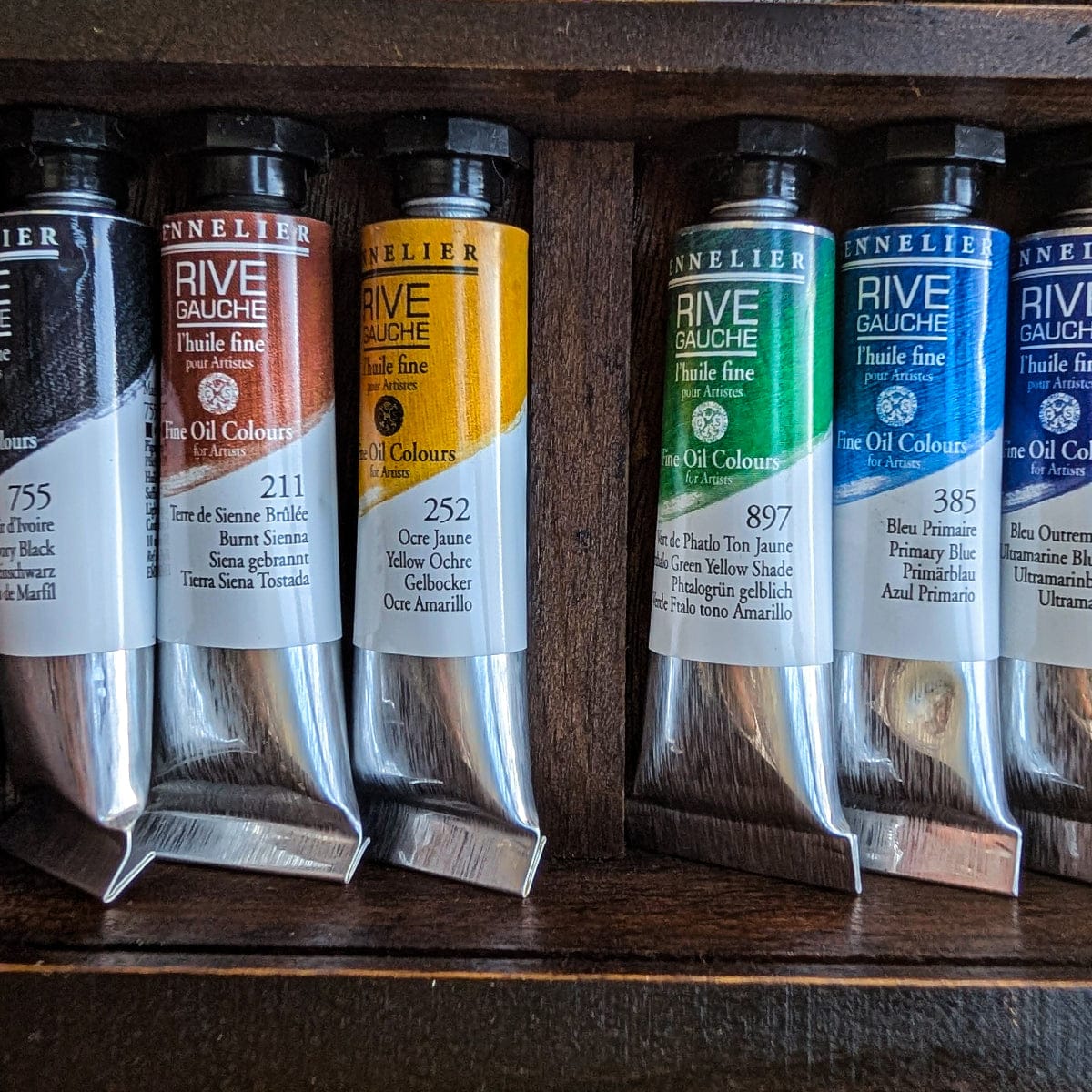 Sennelier Oil Colour Set Sennelier - Rive Gauche - Fine Oil Colour - Wooden Box Set - 12 Tubes