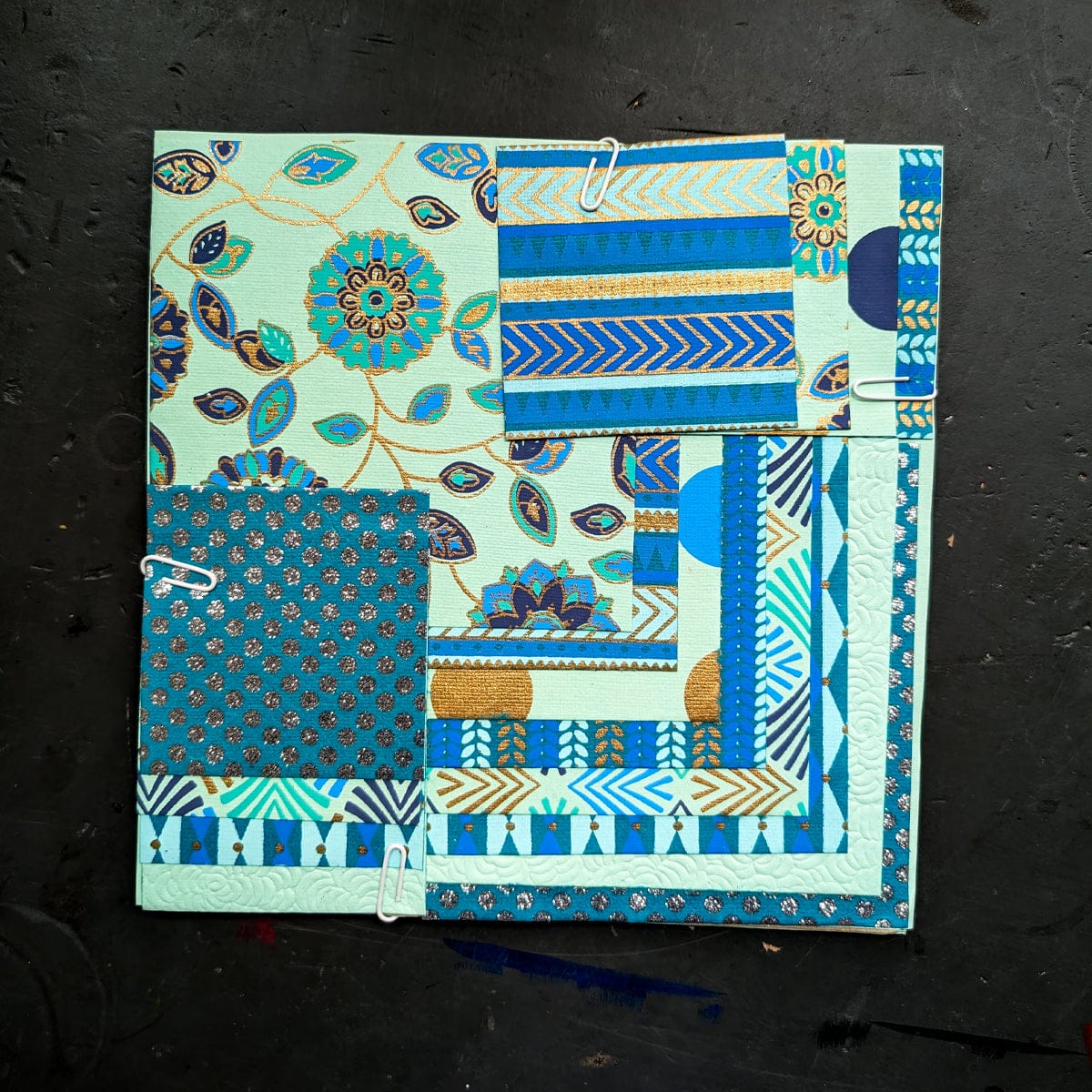 Shizen Design Paper Potluck Blue & Purple Shizen Design - Decorative Handmade Papers - Square Sheet - Packs of 16