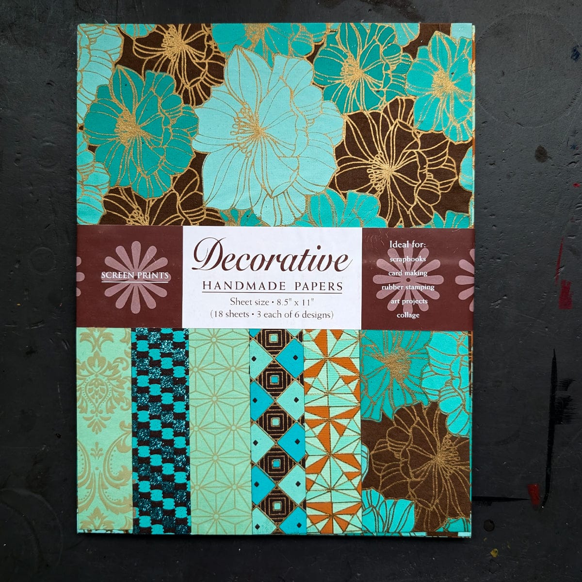Shizen Design Paper Potluck Cocoa & Teal Shizen Design - Decorative Handmade Papers - 8.5x11" Sheet - Packs of 18