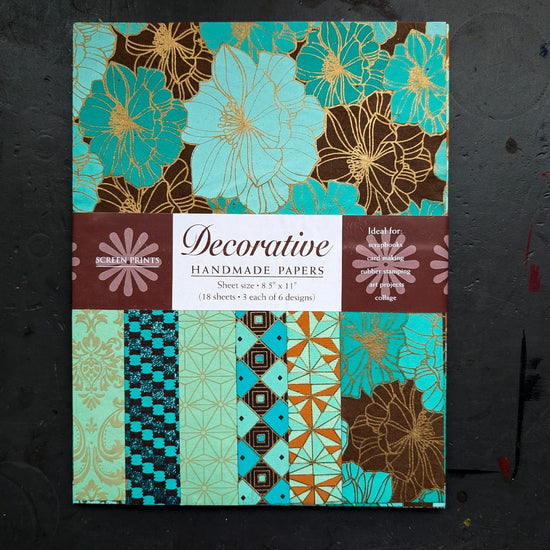 Shizen Design Paper Potluck Cocoa & Teal Shizen Design - Decorative Handmade Papers - 8.5x11" Sheet - Packs of 18