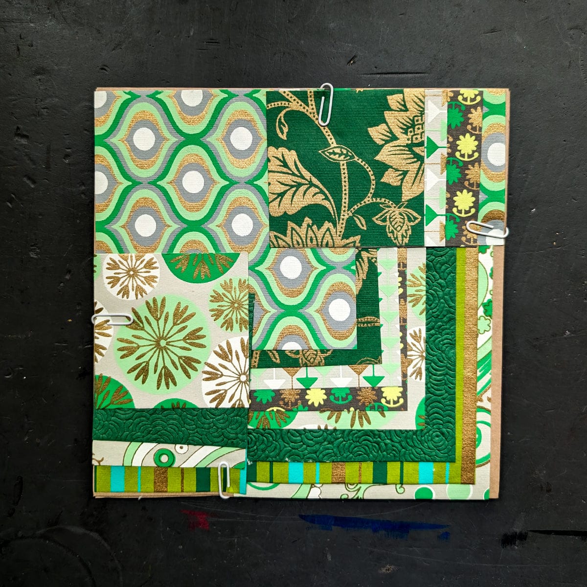 Shizen Design Paper Potluck Green Shizen Design - Decorative Handmade Papers - Square Sheet - Packs of 16