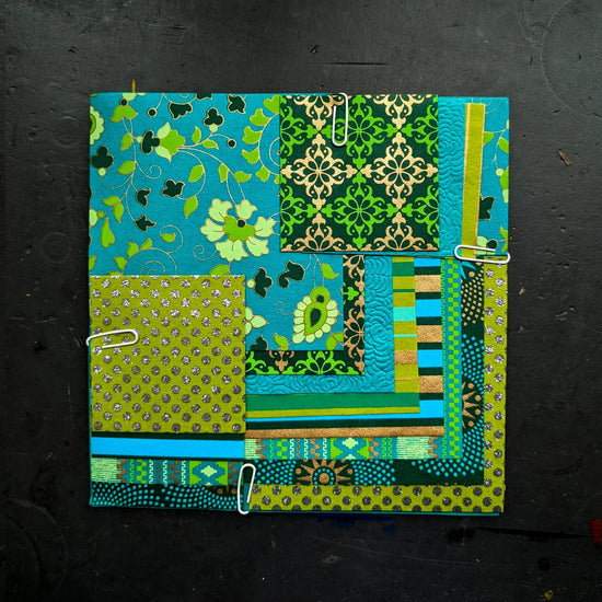 Shizen Design Paper Potluck Green & Teal Shizen Design - Decorative Handmade Papers - Square Sheet - Packs of 16