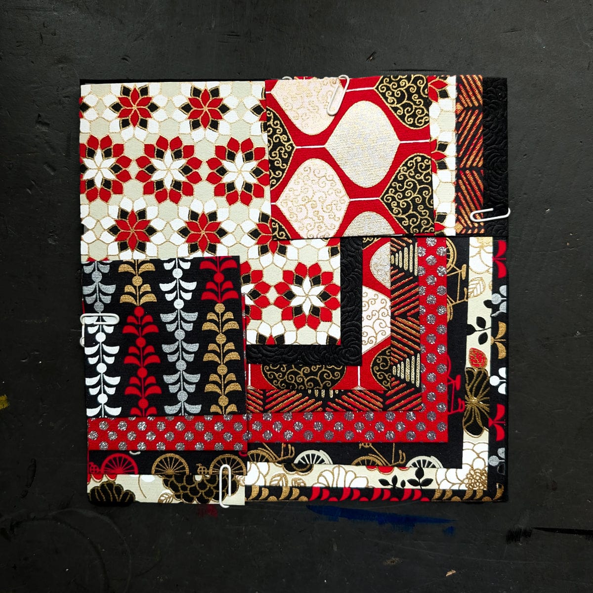 Shizen Design Paper Potluck Red & Black Shizen Design - Decorative Handmade Papers - Square Sheet - Packs of 16