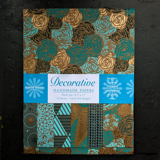 Shizen Design Paper Potluck Turquoise & Blue Shizen Design - Decorative Handmade Papers - 8.5x11" Sheet - Packs of 18