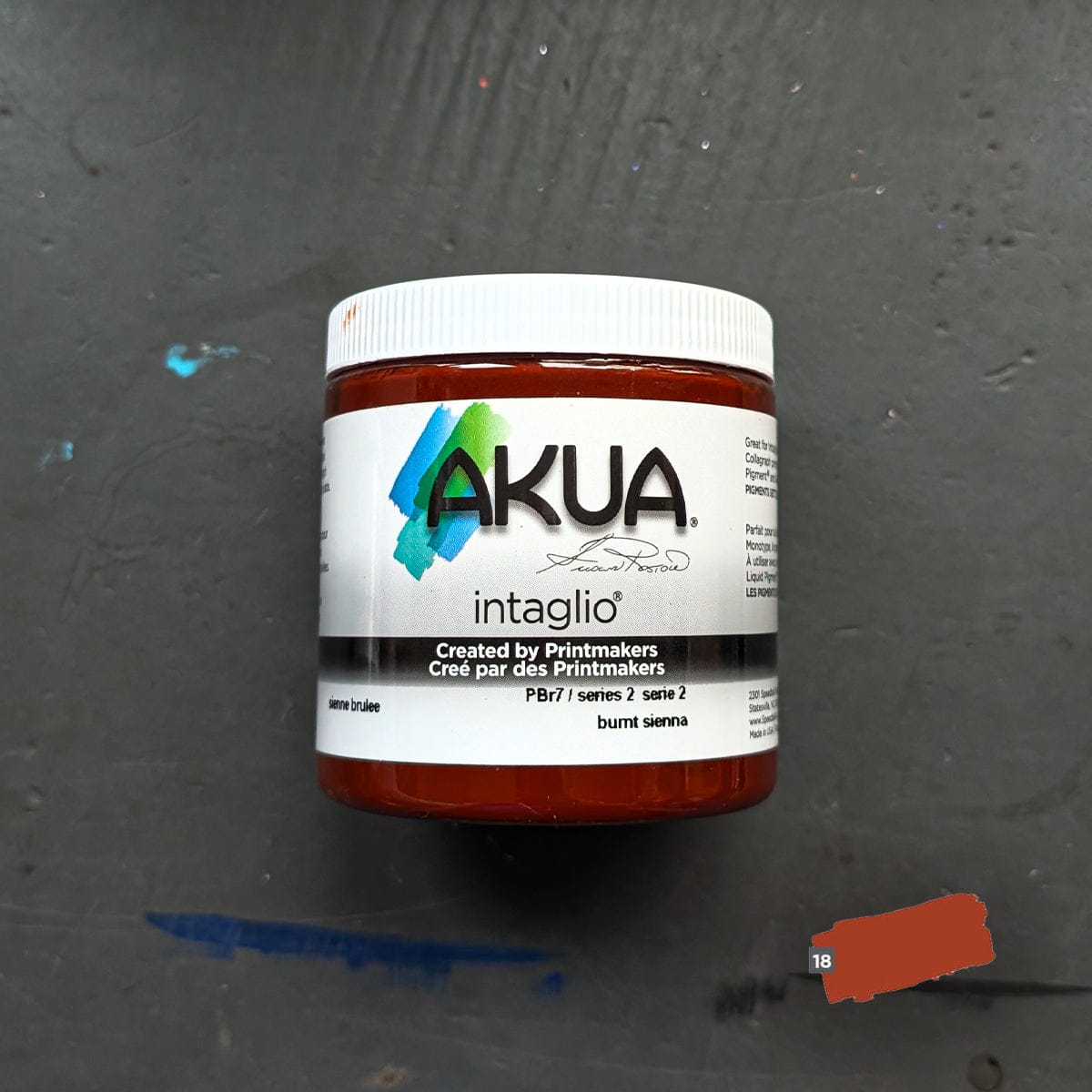 Speedball Block Printing Ink Burnt Sienna Akua - Intaglio Ink - 236mL Jars - Series 2