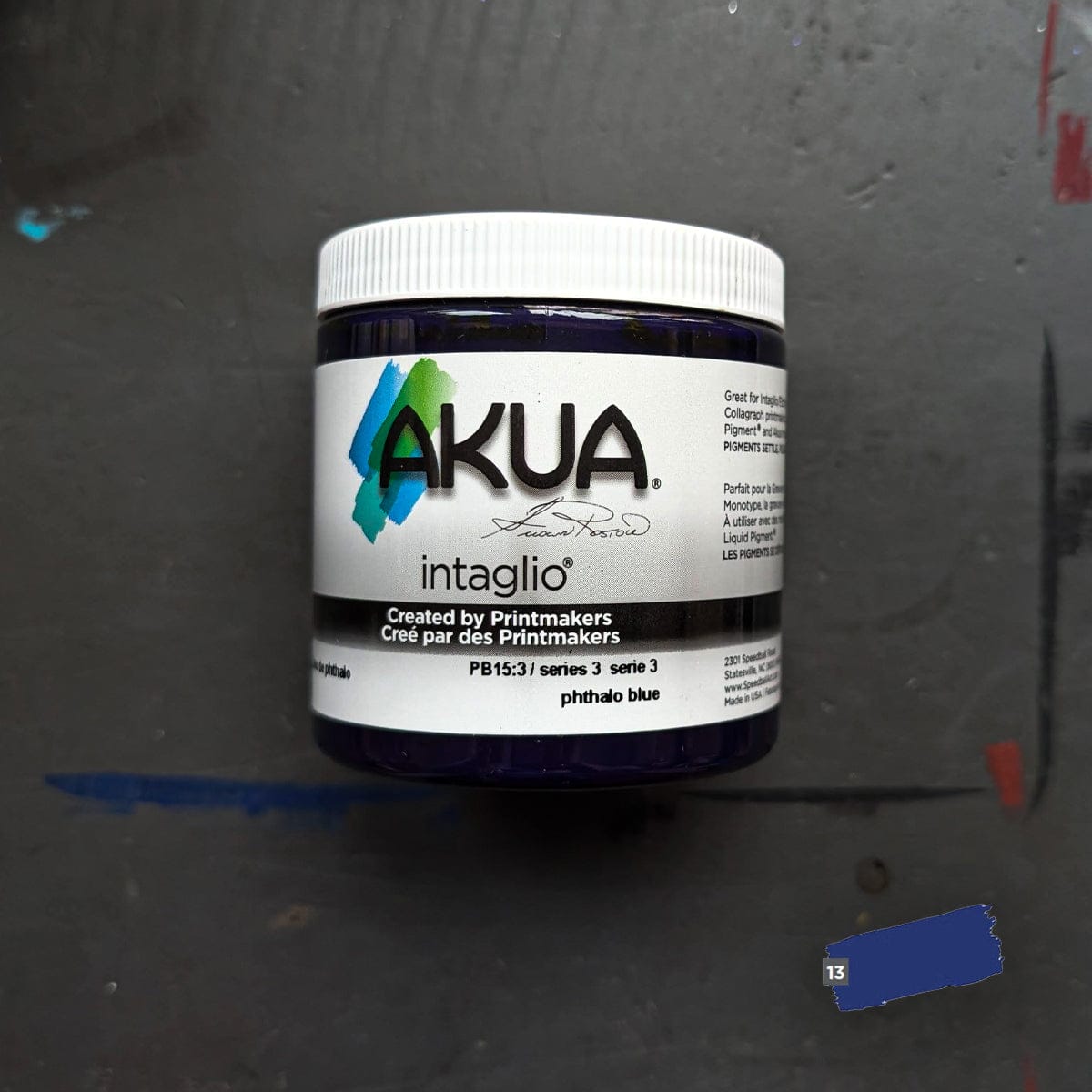 Speedball Block Printing Ink Phthalo Blue Akua - Intaglio Ink - 236mL Jars - Series 3
