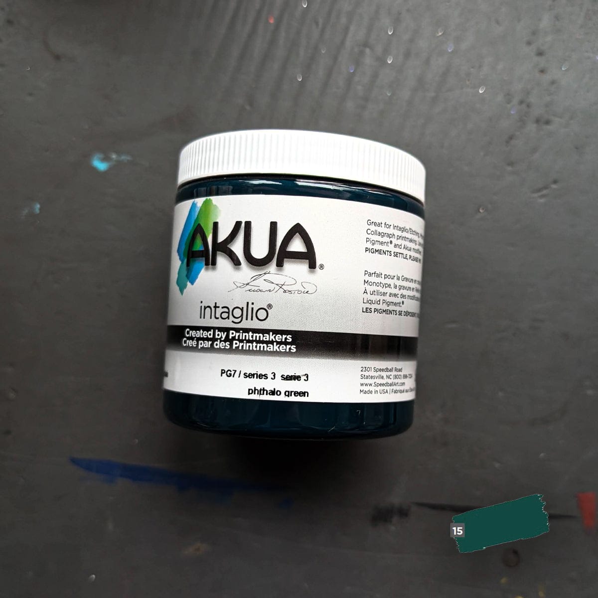 Speedball Block Printing Ink Phthalo Green Akua - Intaglio Ink - 236mL Jars - Series 3