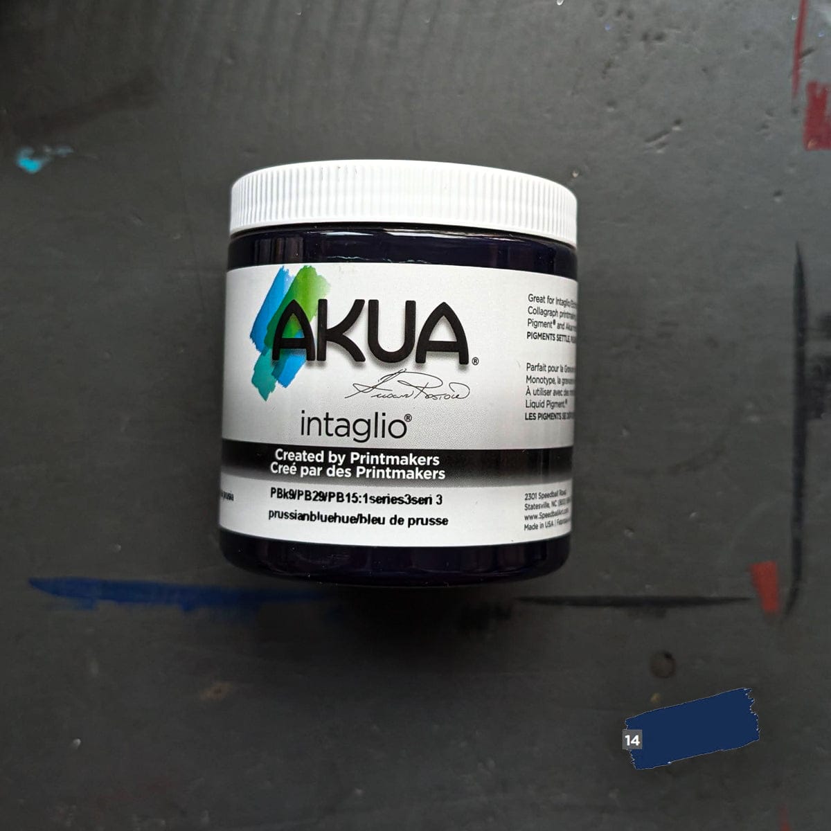 Speedball Block Printing Ink Prussian Blue Akua - Intaglio Ink - 236mL Jars - Series 3