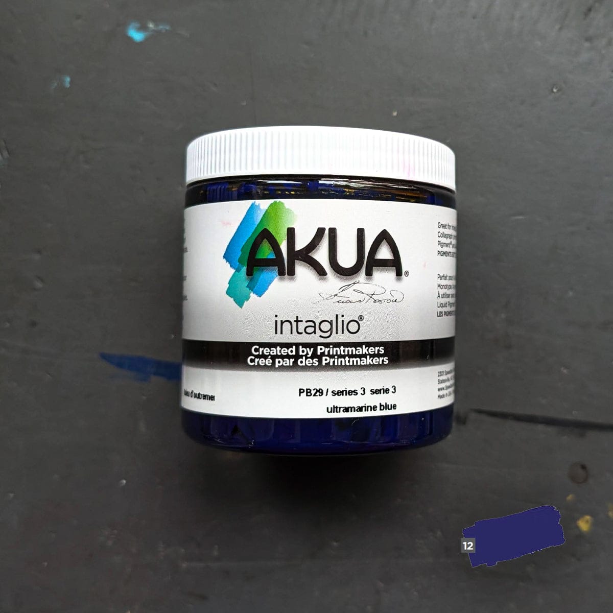 Speedball Block Printing Ink Ultramarine Blue Akua - Intaglio Ink - 236mL Jars - Series 3
