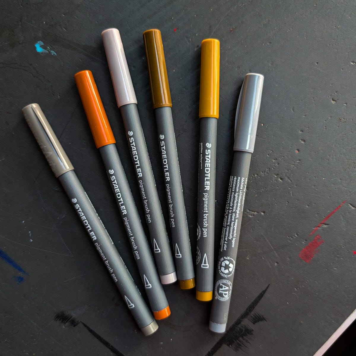 Staedtler Brush Marker Set Staedtler - Pigment Brush Pens - Greys & Caramels - Set of 6 Colours