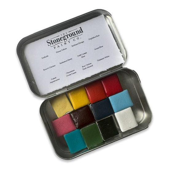 Load image into Gallery viewer, Stoneground Paint Co. Designer Gouache Set Stoneground - Gouache Half Pans - Set of 12 Colours
