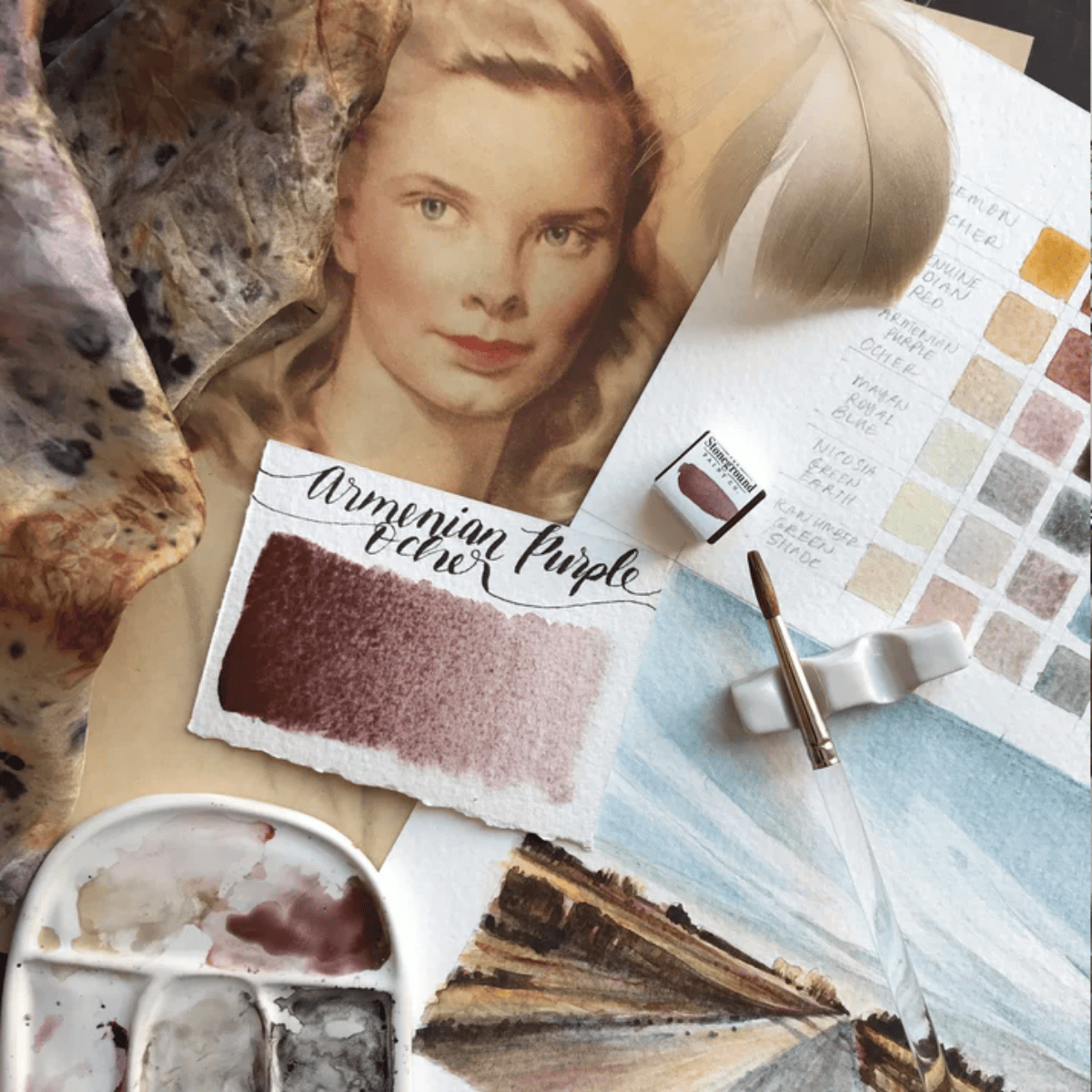 Stoneground Paint Co. Watercolour Pan Armenian Purple Ochre Stoneground - Watercolour Half Pans - Series 1