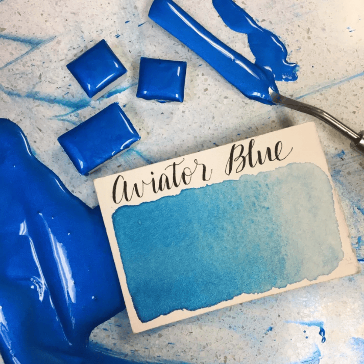 Stoneground Paint Co. Watercolour Pan Aviator Blue - Pearlescent Stoneground - Watercolour Half Pans - Series 3